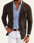 Casual Structured Blazer-blazers > casual blazer-Laventaire-Dark Brown-S-Laventaire