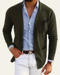 Casual Structured Blazer-blazers > casual blazer-Laventaire-Dark Olive Green-S-Laventaire