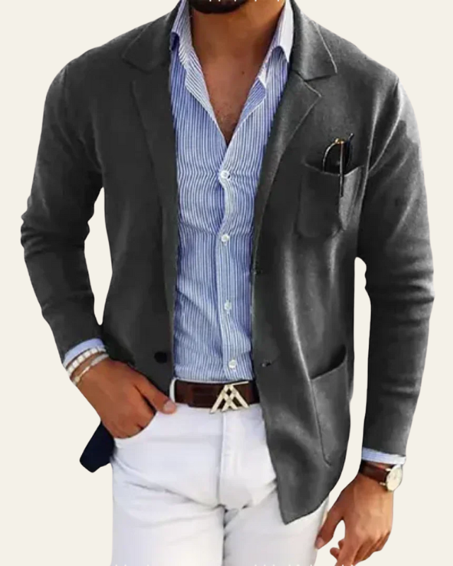 Casual Structured Blazer-blazers > casual blazer-Laventaire-Gray-S-Laventaire