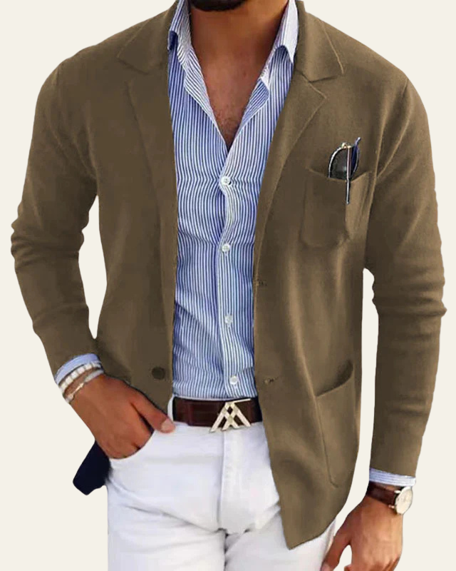 Casual Structured Blazer-blazers > casual blazer-Laventaire-Olive Green-S-Laventaire