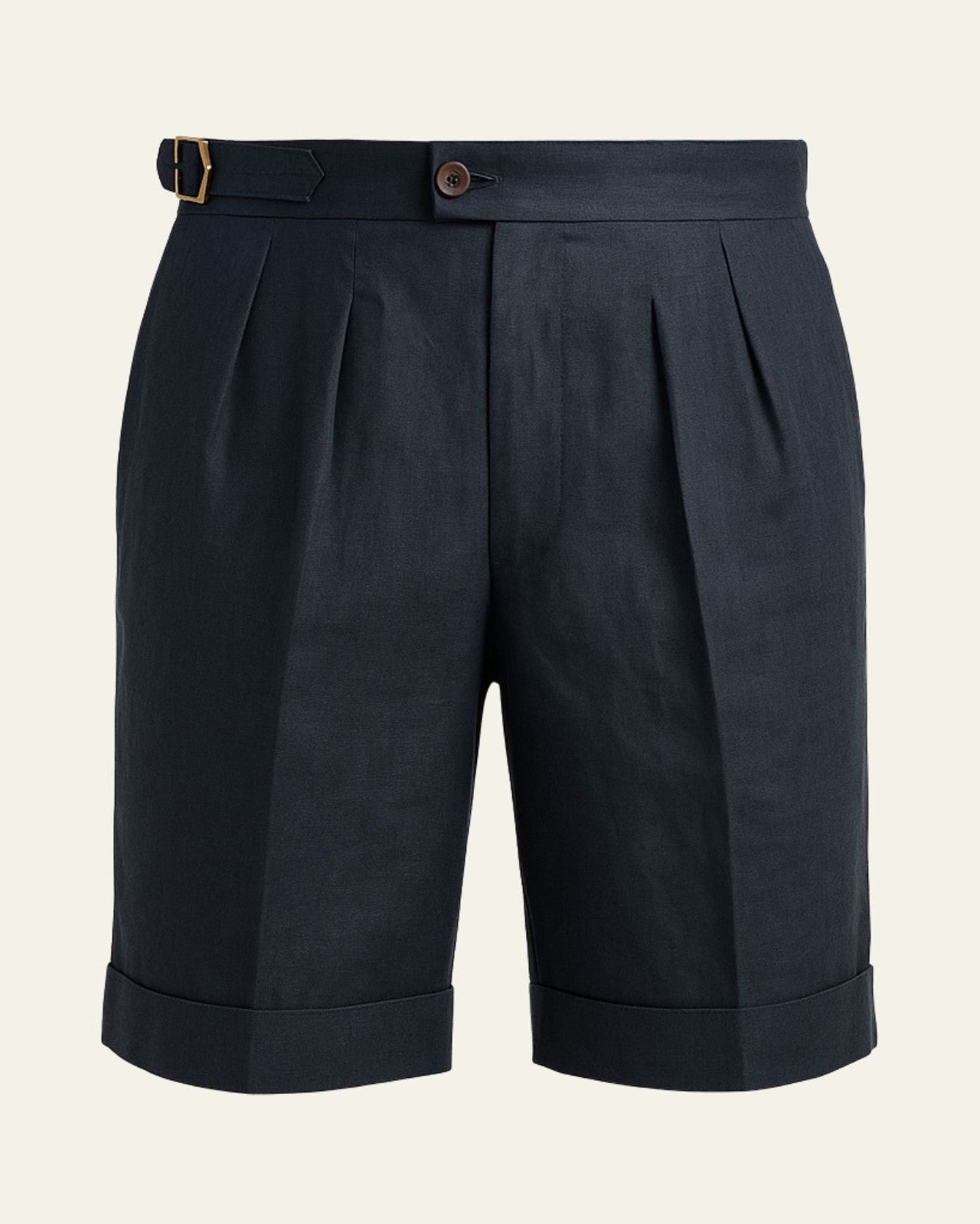 Casual Structured Shorts-shorts > structured shorts-Laventaire-Navy Blue-M-Laventaire