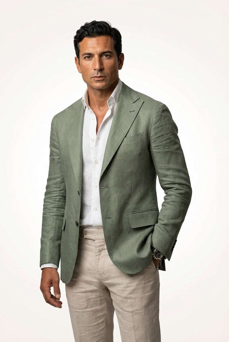 Casual Tailored Blazer-blazers > casual blazers-Laventaire-Olive Green-S-Laventaire