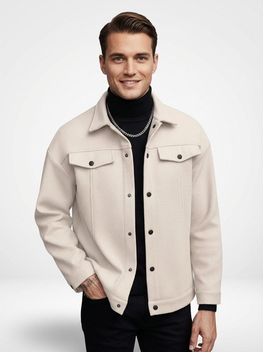 Casual Tailored Fit Jacket-jackets > casual jackets-Laventaire-Beige-S-Laventaire