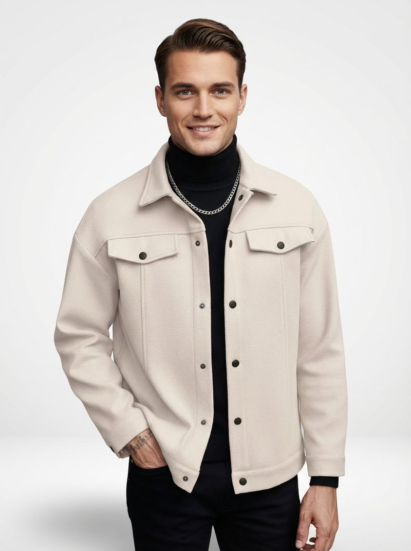 Casual Tailored Fit Jacket-jackets > casual jackets-Laventaire-Beige-S-Laventaire