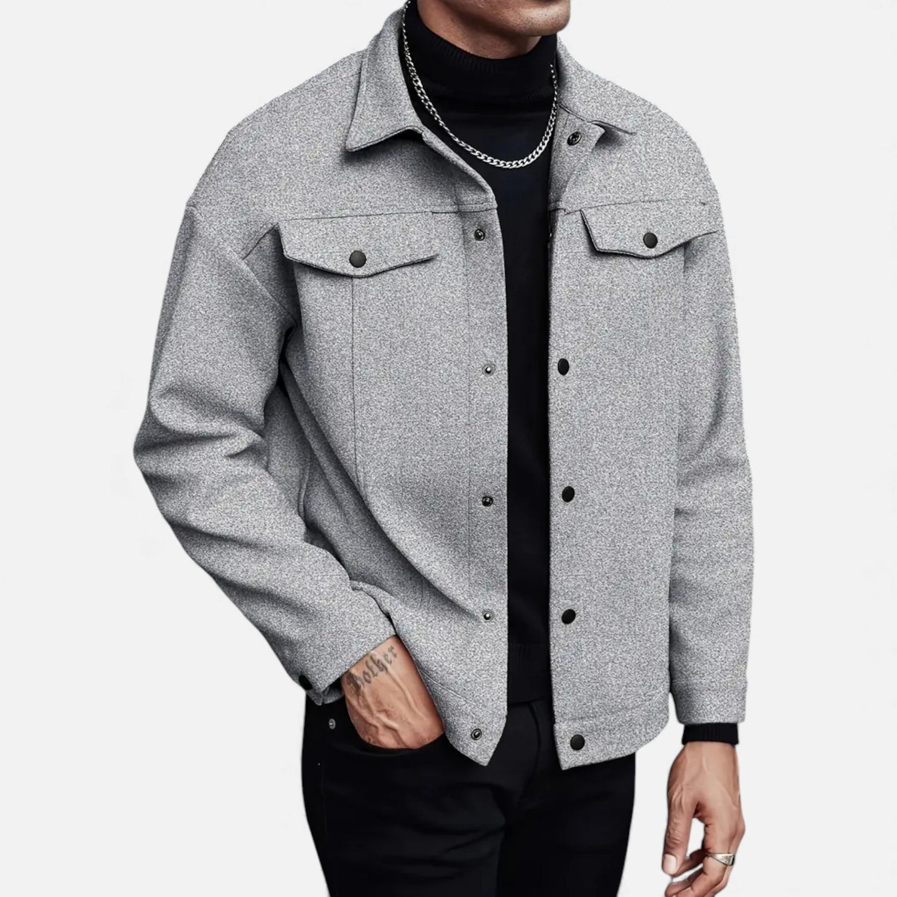 Casual Tailored Fit Jacket-jackets > casual jackets-Laventaire-Light Gray-S-Laventaire
