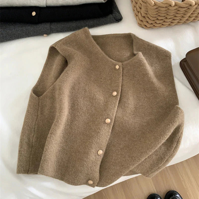 Casual Tailored Gilet Vest-vest > tailored gilet vest-Laventaire-Khaki-S-Laventaire