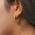 Casual Textured Hoop Earrings-accessories > earrings > hoop earrings-Laventaire-Laventaire