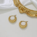 Casual Textured Hoop Earrings-accessories > earrings > hoop earrings-Laventaire-Laventaire