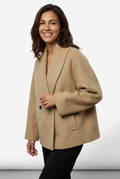 Casual V-Neck Jacket-jackets > casual jacket-Laventaire-Khaki-S-Laventaire