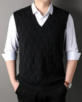 Casual V-Neck Vest-tops > vests-Laventaire-Black-S-Laventaire