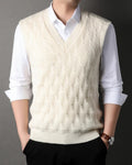 Casual V-Neck Vest-tops > vests-Laventaire-Cream-S-Laventaire