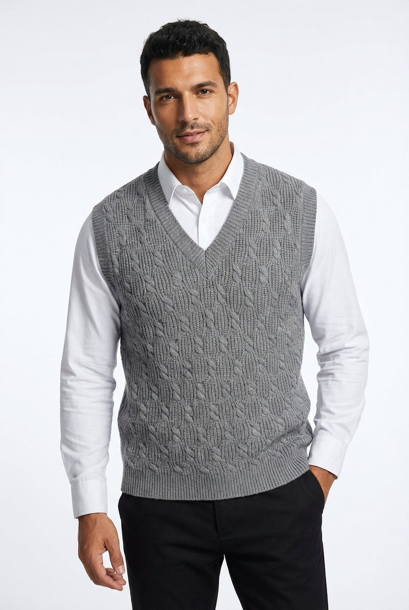 Casual V-Neck Vest-tops > vests-Laventaire-Light Gray-S-Laventaire