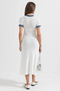 Casual White Midi Dress-dresses > midi dress-Laventaire-Laventaire