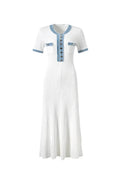 Casual White Midi Dress-dresses > midi dress-Laventaire-Laventaire