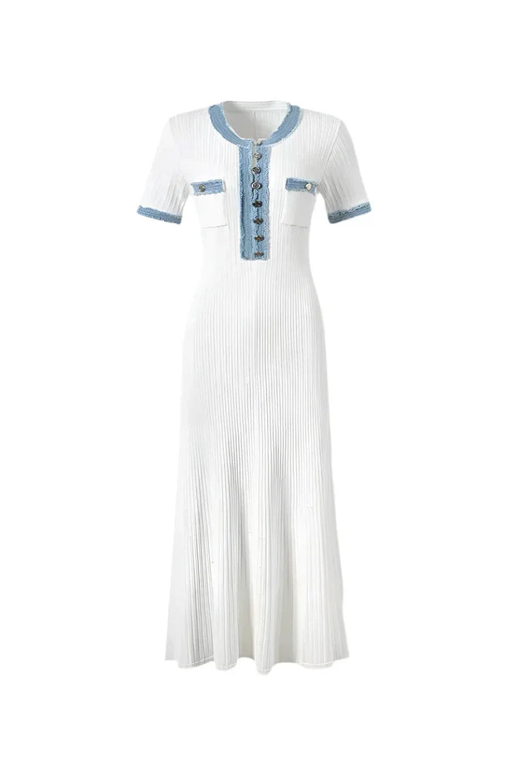 Casual White Midi Dress-dresses > midi dress-Laventaire-Laventaire