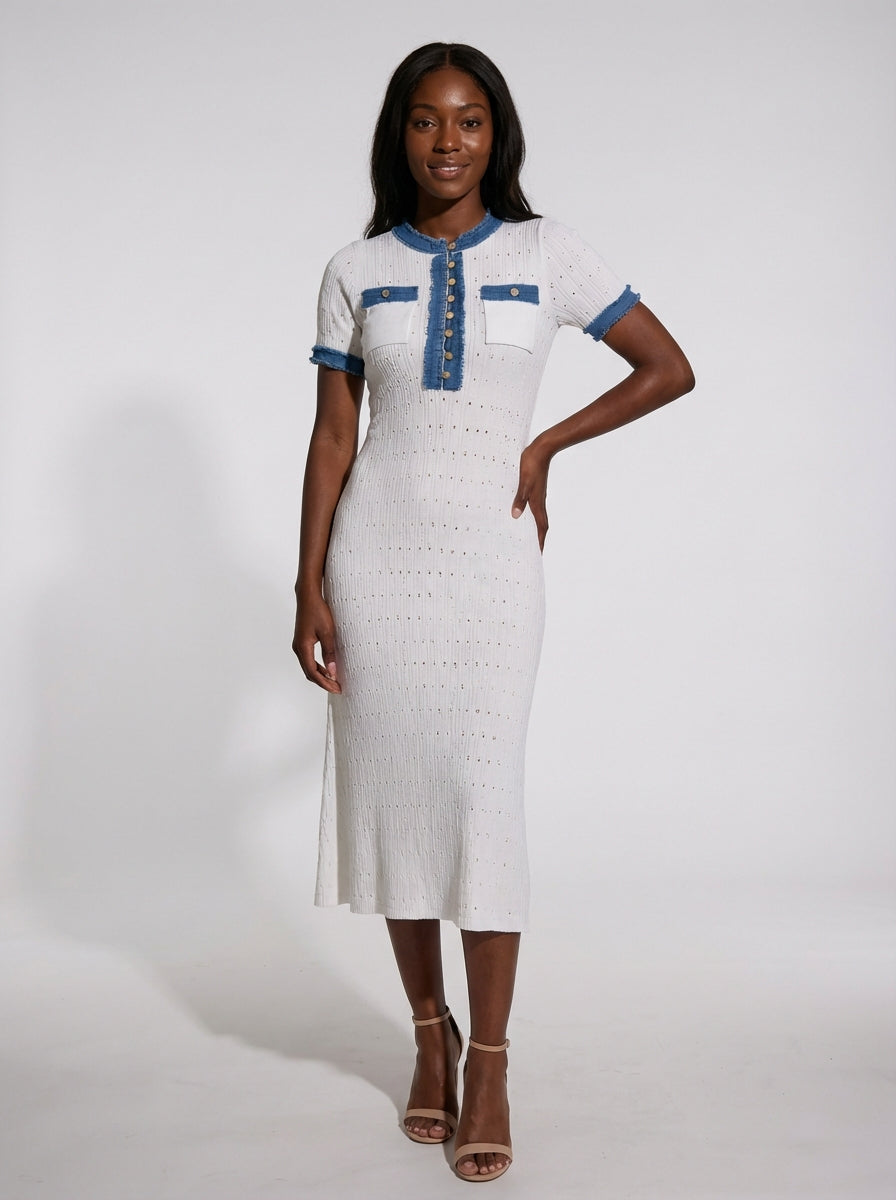 Casual White Midi Dress-dresses > midi dress-Laventaire-Laventaire