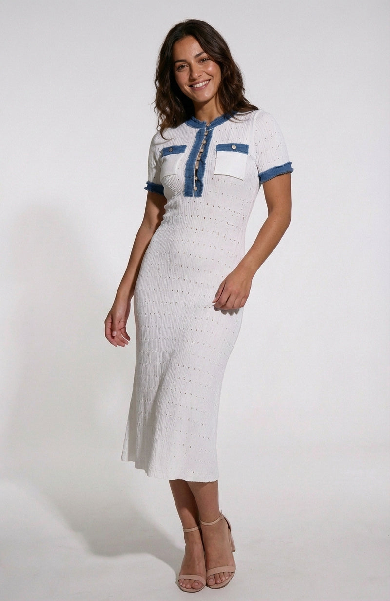 Casual White Midi Dress-dresses > midi dress-Laventaire-White-XS-Laventaire