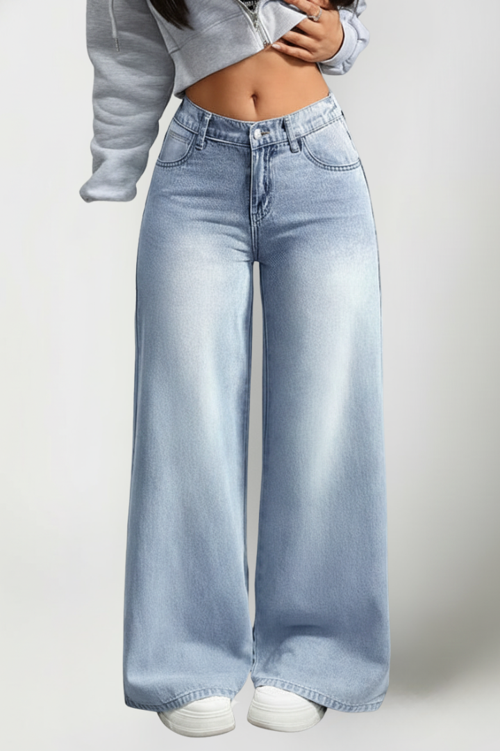 Casual Wide Leg Jeans-jeans > wide leg jeans-Laventaire-Laventaire