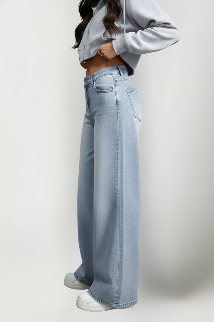 Casual Wide Leg Jeans-jeans > wide leg jeans-Laventaire-Laventaire