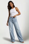 Casual Wide Leg Jeans-jeans > wide leg jeans-Laventaire-Light Blue-XS-Laventaire