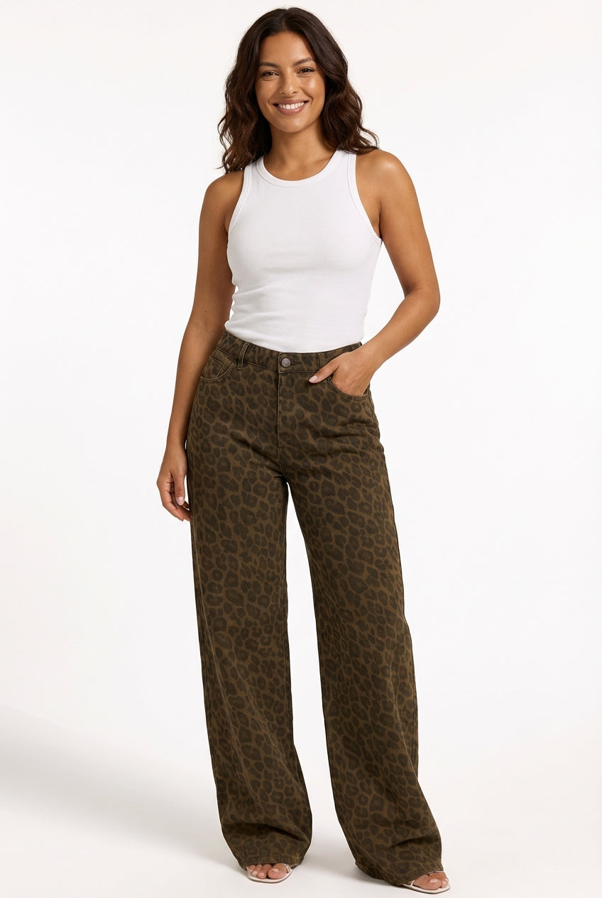Casual Wide Leg Pants-trousers > casual trousers-Laventaire-Dark Brown-XS-Laventaire