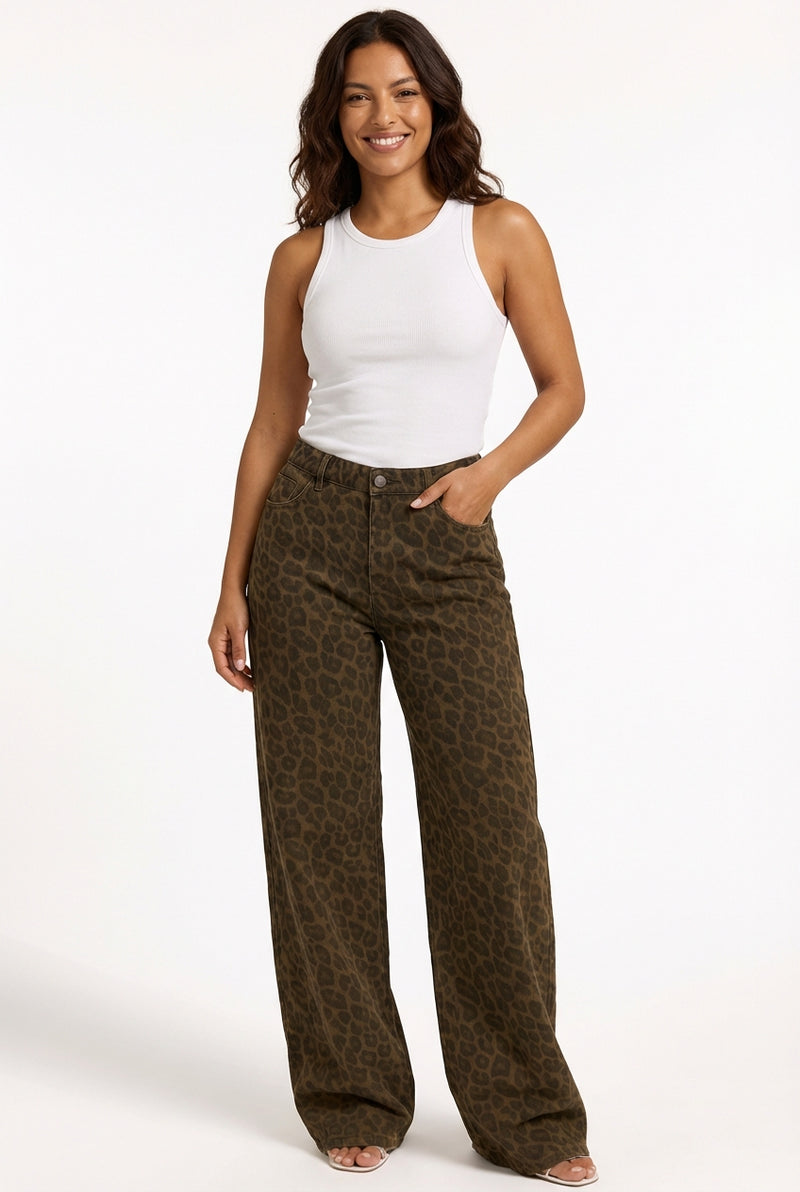 Casual Wide Leg Pants-trousers > casual trousers-Laventaire-Dark Brown-XS-Laventaire