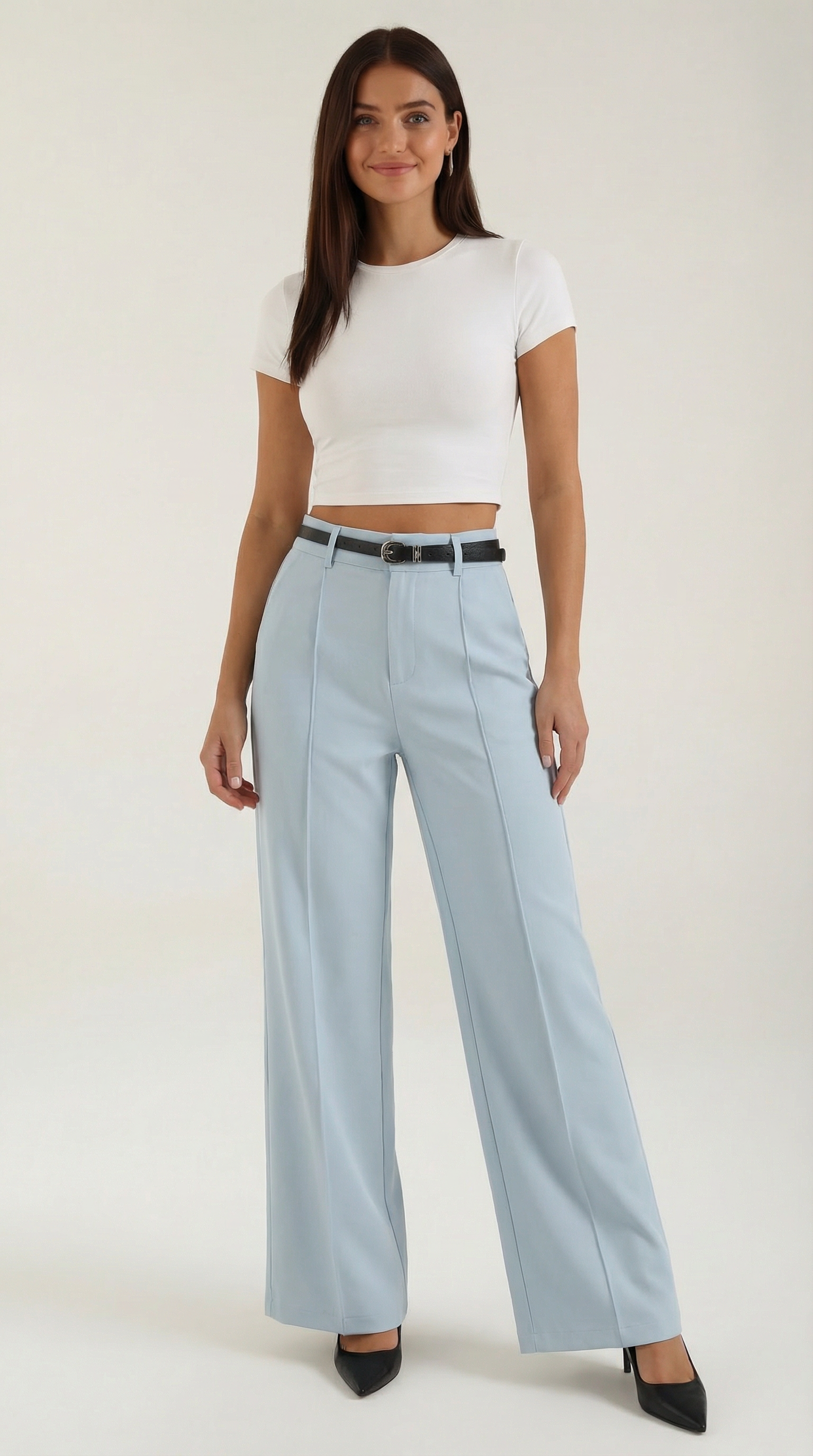 Casual Wide Leg Trousers-trousers > wide leg trousers-Laventaire-Baby Blue-S-Laventaire