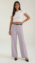 Casual Wide Leg Trousers-trousers > wide leg trousers-Laventaire-Light Purple-S-Laventaire