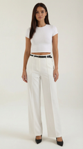 Casual Wide Leg Trousers-trousers > wide leg trousers-Laventaire-White-S-Laventaire