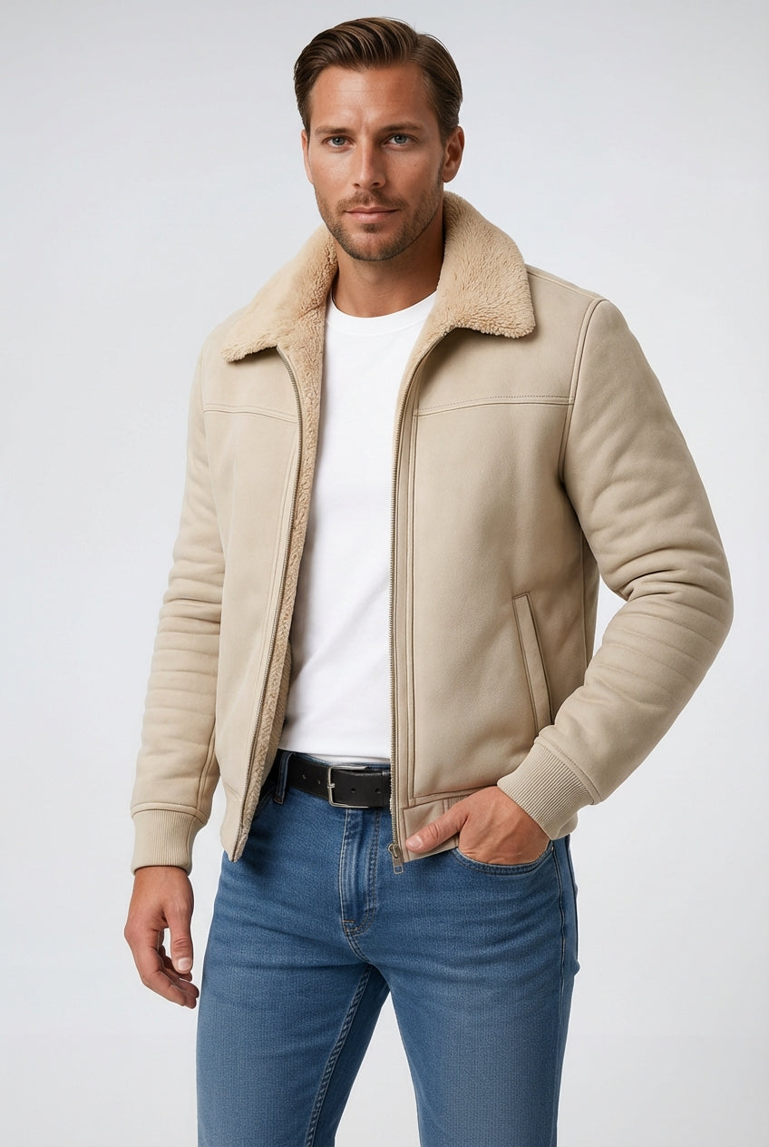 Casual Winter Jacket-outerwear > jackets > winter jackets-Laventaire-Beige-M-Laventaire