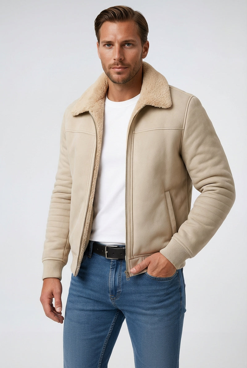 Casual Winter Jacket-outerwear > jackets > winter jackets-Laventaire-Beige-M-Laventaire