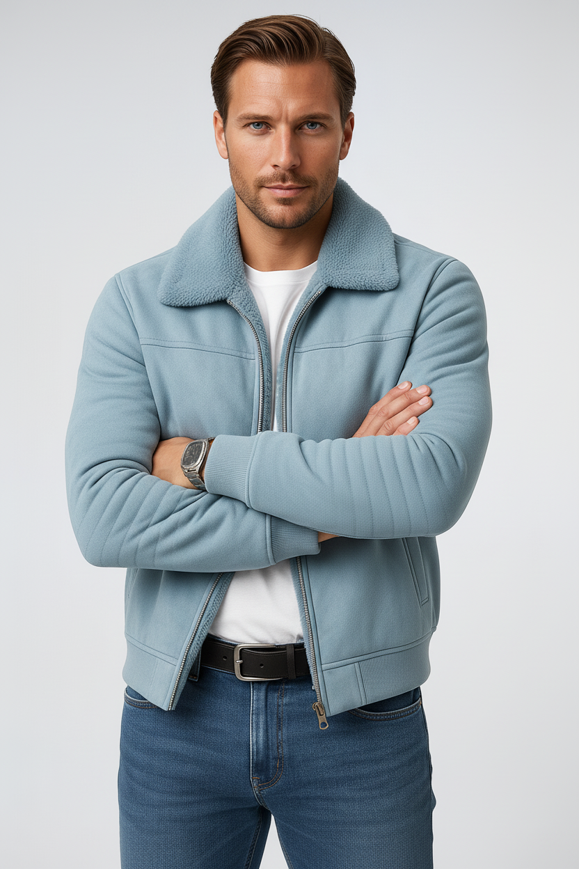 Casual Winter Jacket-outerwear > jackets > winter jackets-Laventaire-Light Blue-M-Laventaire