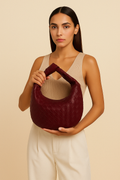 Casual Woven Tote Bag-bags > tote bags-Laventaire-Burgundy-One size-Laventaire