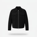 Casual Zip Front Jacket-jackets > casual jackets-Laventaire-Black-S-Laventaire