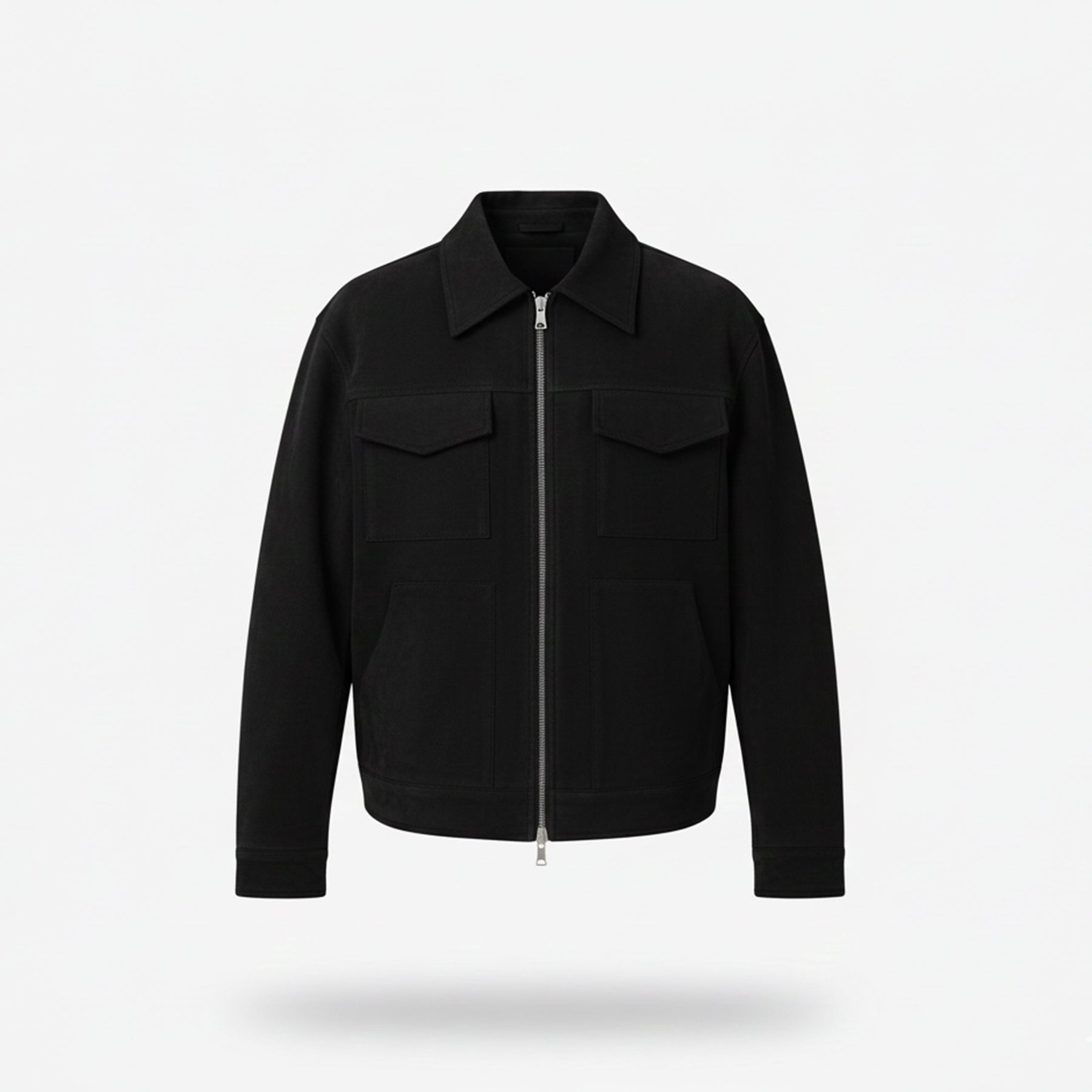 Casual Zip Front Jacket-jackets > casual jackets-Laventaire-Black-S-Laventaire