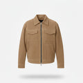 Casual Zip Front Jacket-jackets > casual jackets-Laventaire-Camel-S-Laventaire