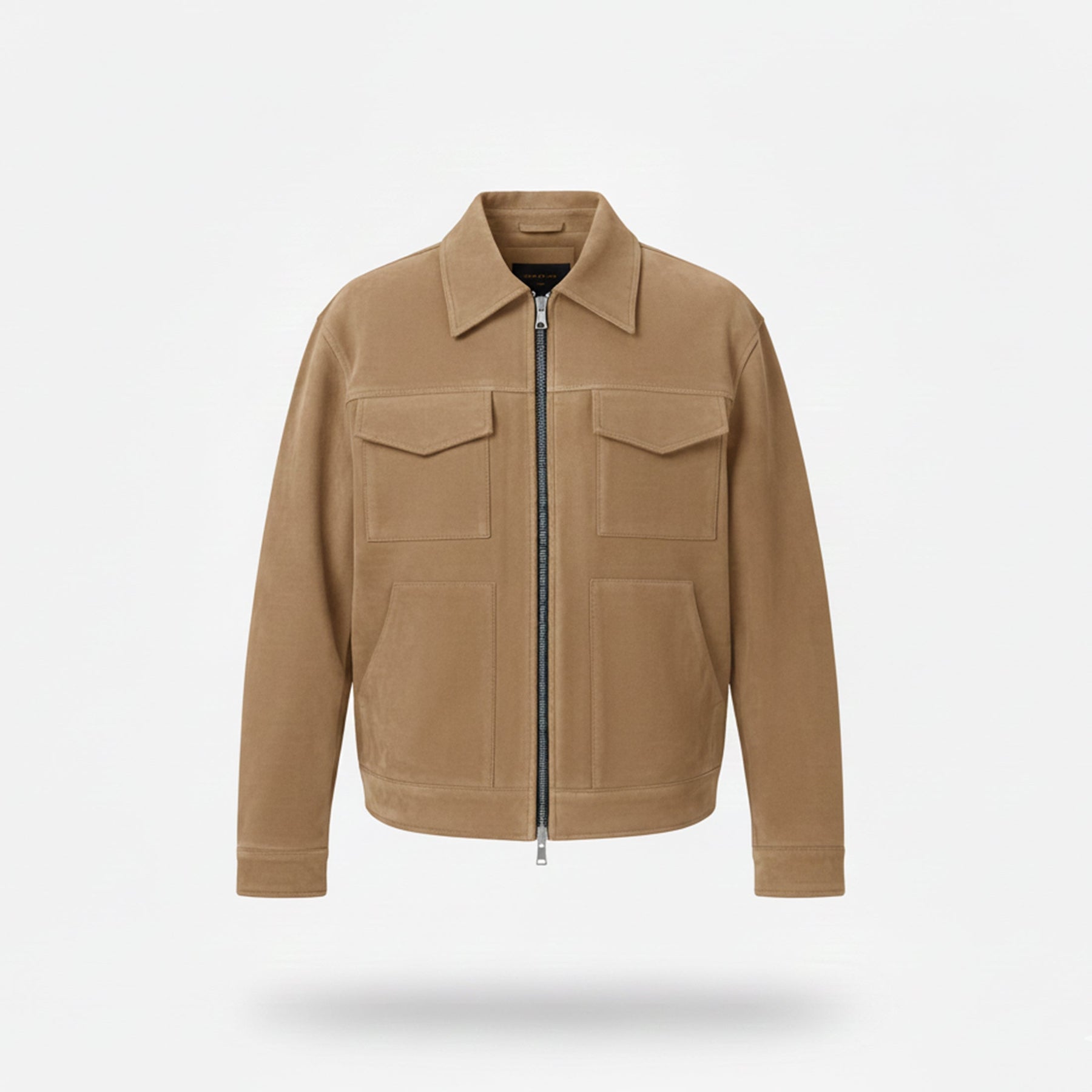 Casual Zip Front Jacket-jackets > casual jackets-Laventaire-Camel-S-Laventaire
