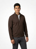 Casual Zip Up Jacket-jackets > casual jacket-Laventaire-Dark Brown-S-Laventaire