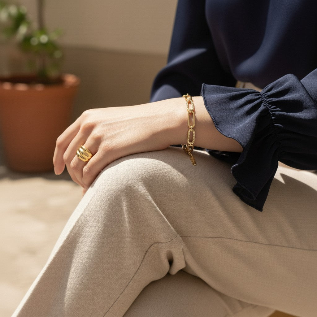Chain Bracelet With Stones-jewelry > bracelets > chain bracelet-Laventaire-Laventaire
