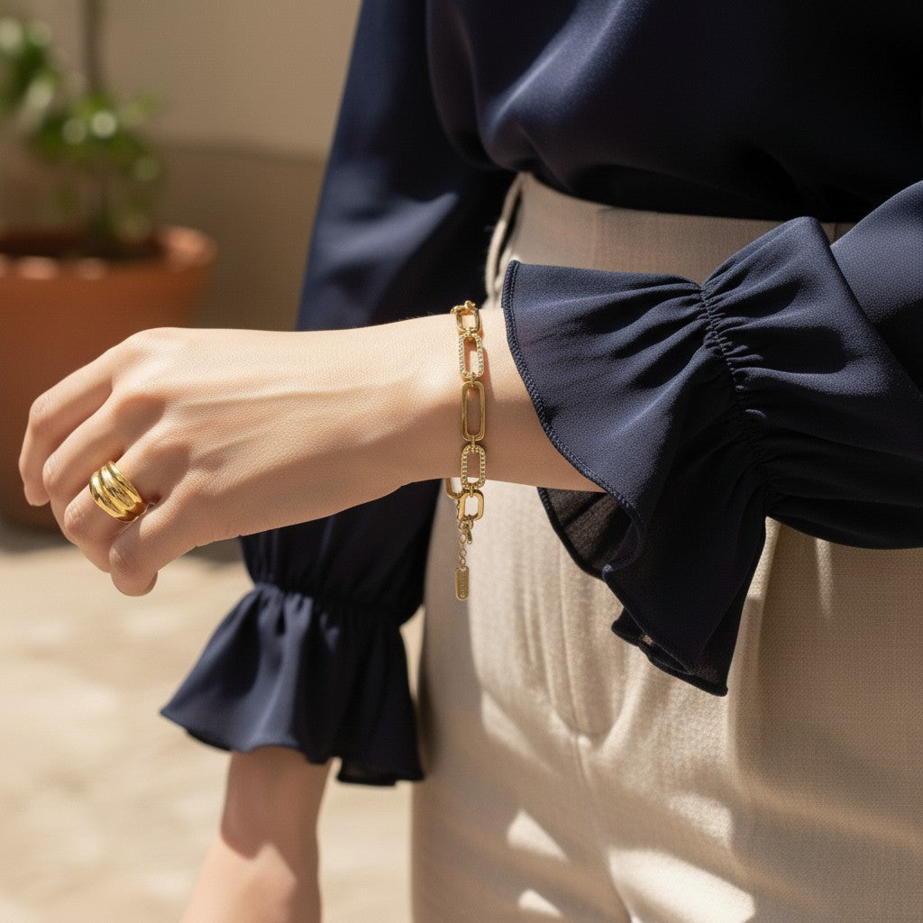 Chain Bracelet With Stones-jewelry > bracelets > chain bracelet-Laventaire-Laventaire