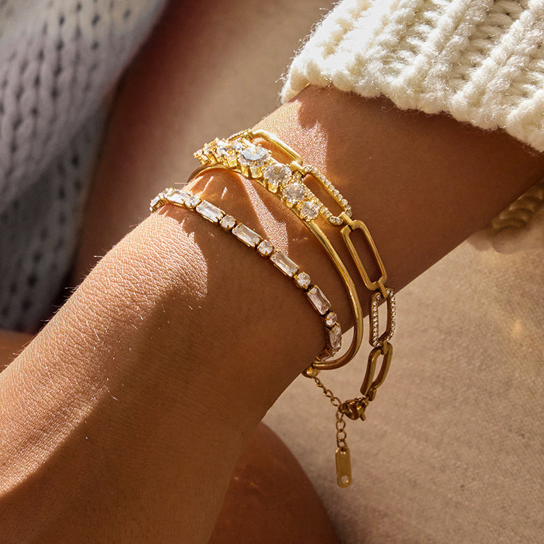 Chain Bracelet With Stones-jewelry > bracelets > chain bracelet-Laventaire-Laventaire