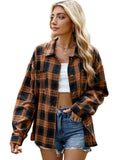 Checked Long Sleeve Blouse-tops > blouses-Laventaire-Laventaire