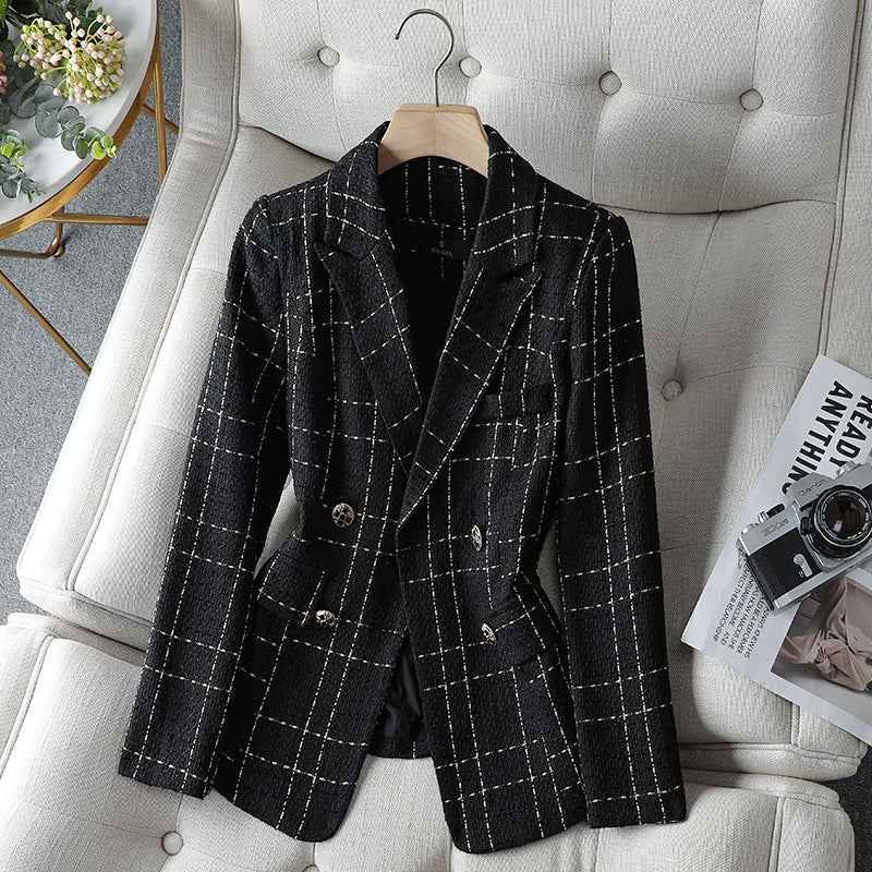 Checked Tailored Blazer-blazers > tailored blazer-Laventaire-Laventaire