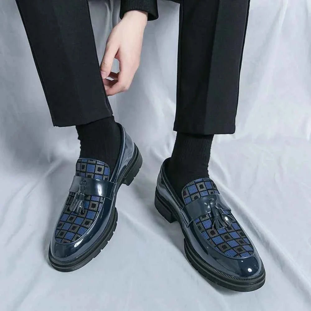 Checked Tassel Loafers-footwear > loafers-Laventaire-Laventaire