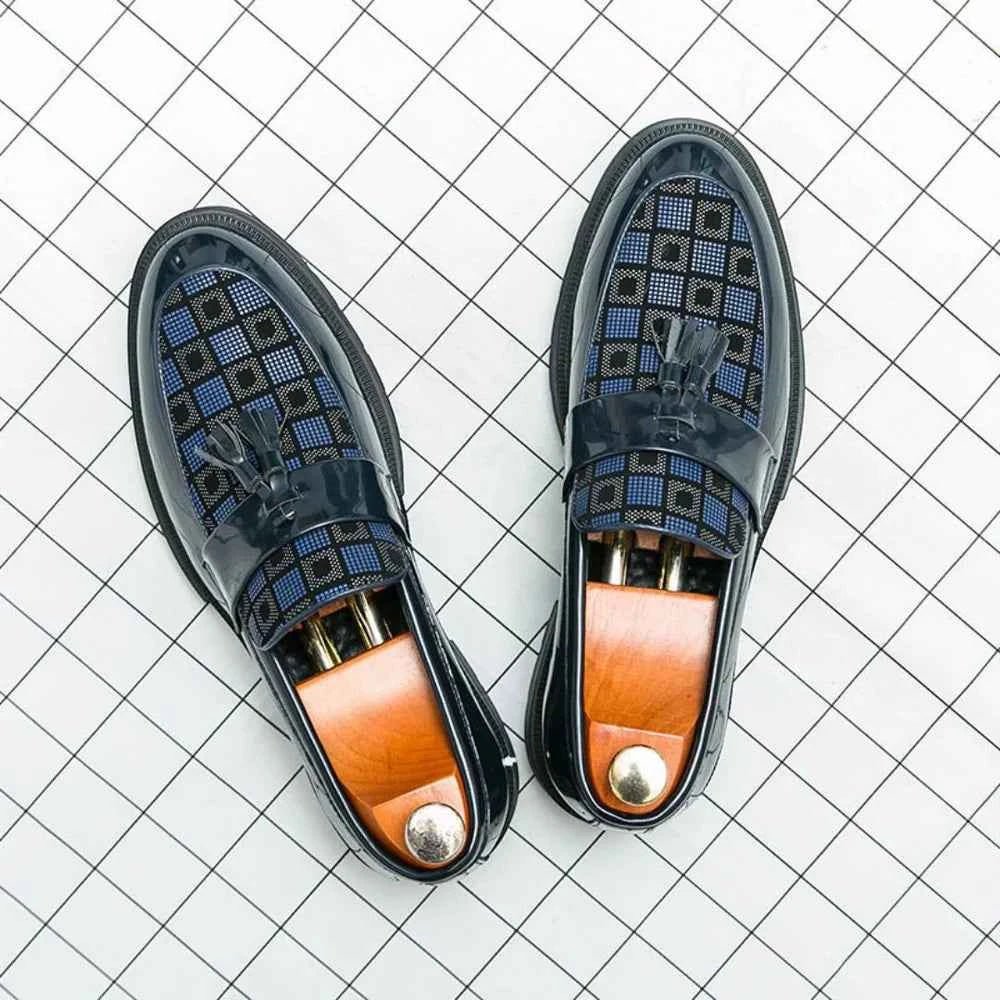Checked Tassel Loafers-footwear > loafers-Laventaire-Laventaire