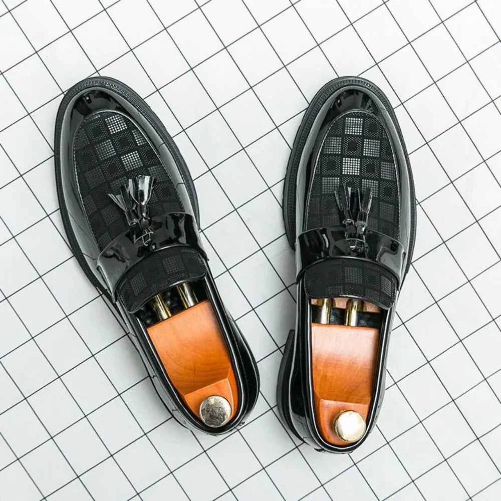 Checked Tassel Loafers-footwear > loafers-Laventaire-Laventaire