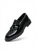 Checked Tassel Loafers-footwear > loafers-Laventaire-Black-38-Laventaire