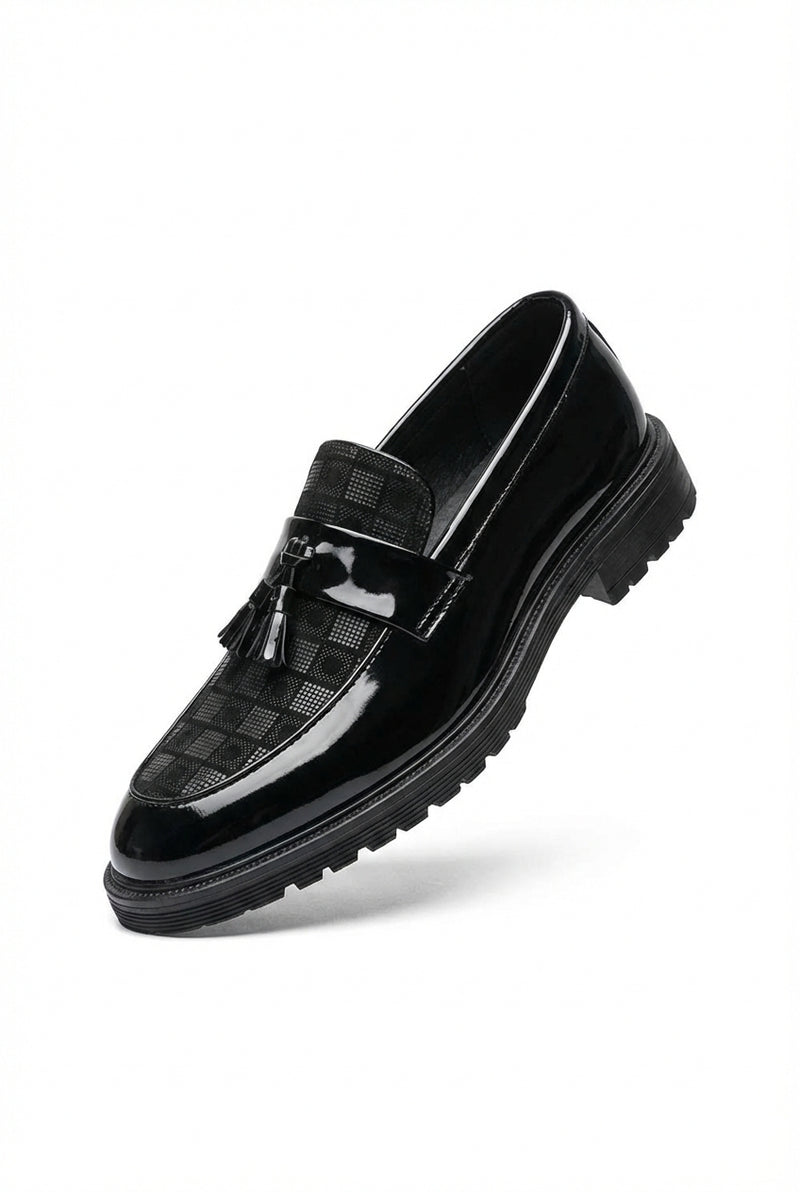 Checked Tassel Loafers-footwear > loafers-Laventaire-Black-38-Laventaire