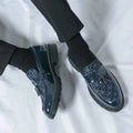 Checked Tassel Loafers-footwear > loafers-Laventaire-Navy Blue-38-Laventaire