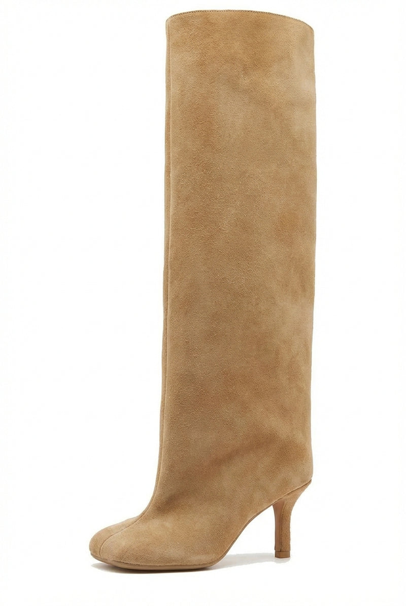 Chic High Knee Boots-footwear > boots > over the knee boots-Laventaire-Beige-35-Laventaire